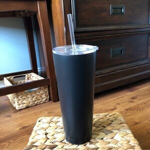 Large black tumbler with straw 24oz (includes your choice of stickers)